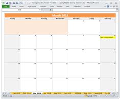 20 2018 Calendar Year Excel Templates - Digital Download ideas ...