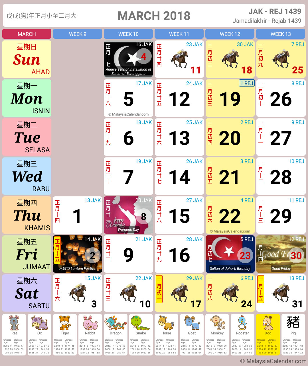 2018 year planner printable malaysia