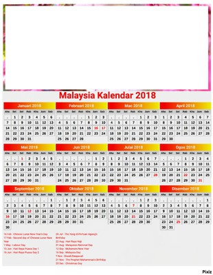 kalender 2018 (Malaysia) Design Template | Pixiz