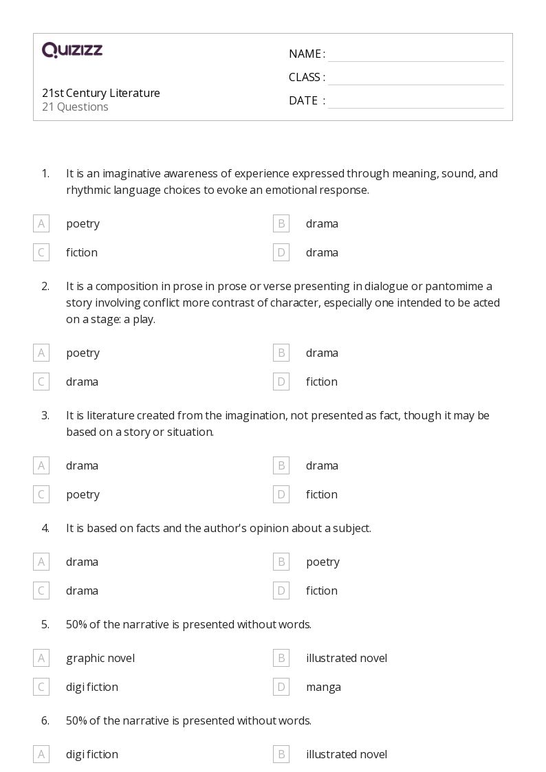 50+ Literature - Books, Stories worksheets for 11th Grade on ...
