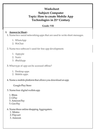 Computer worksheet | PDF