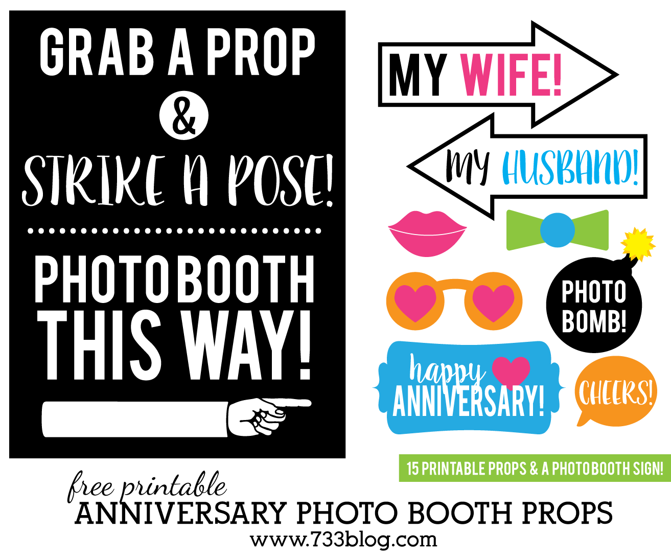 25th anniversary photo booth props printable