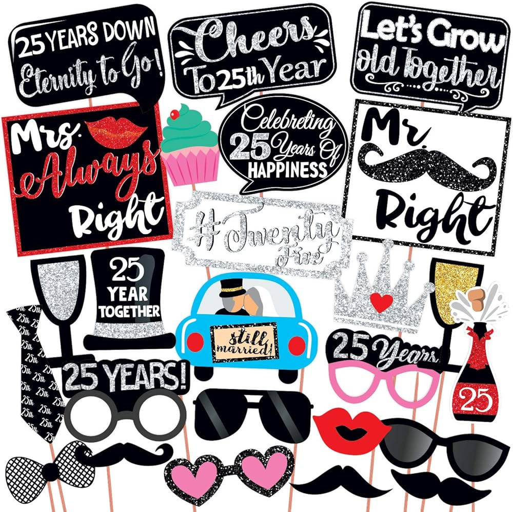 25th anniversary photo booth props printable