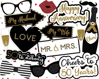 25th anniversary photo booth props printable