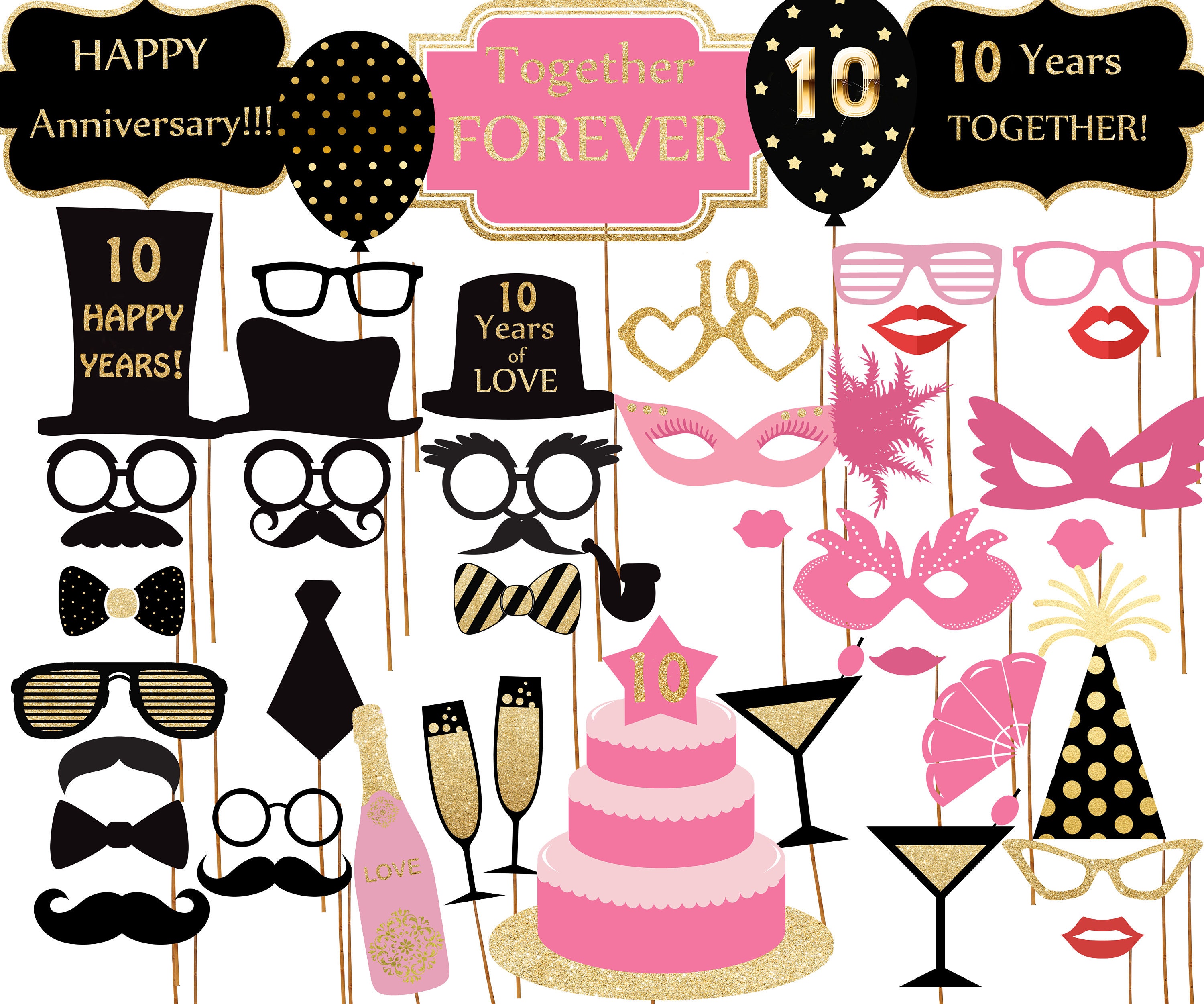 25th anniversary photo booth props printable