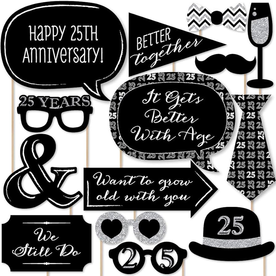 25th anniversary photo booth props printable