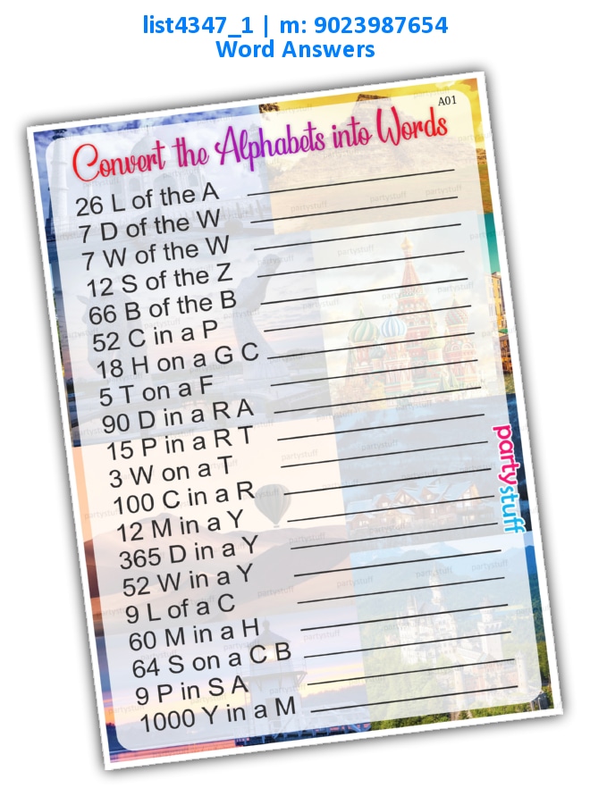 26 l of the a worksheet