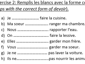 KS3 Aider a la maison - Verb Devoir - Worksheet  