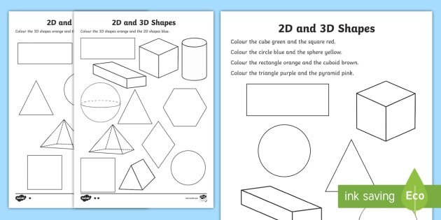 2D and 3D Shapes - Images to Colour (Lehrer gemacht)