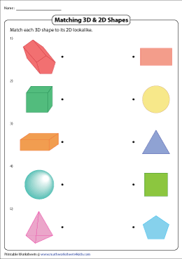 Comparing 2D and 3D Shapes Worksheets
