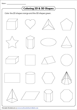 Comparing 2D and 3D Shapes Worksheets