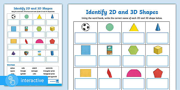 2d and 3d shapes worksheet for grade 2