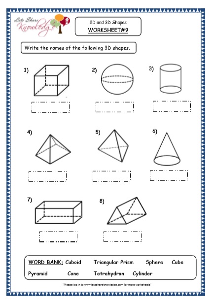 Grade 4 Maths Resources (8.2 Geometry - 2D and 3D Shapes Printable ...