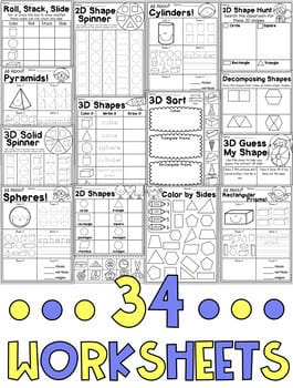 2d shape worksheet for 1st grade