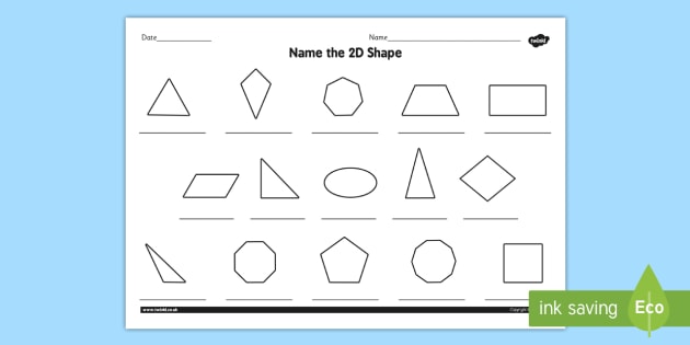 Name the 2D Shape Year 6 Worksheet (teacher made) - Twinkl