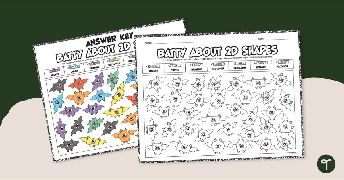 Batty for 2D Shapes - Halloween Shapes Worksheet | Teach Starter