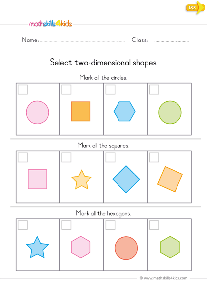 2d shapes worksheet kindergarten