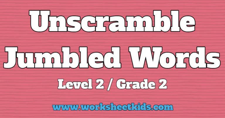 Unscramble jumbled words puzzle for Grade 2 Worksheets - Free ...