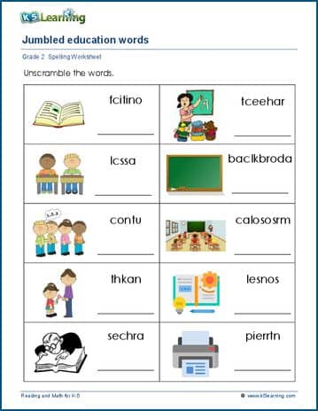 2nd grade 2 4 letter word worksheet