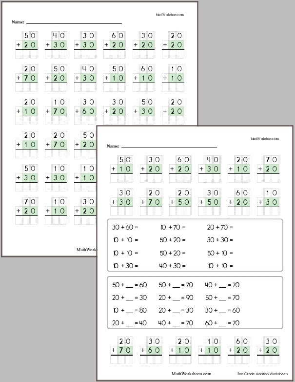 2nd grade addition and subtraction worksheet