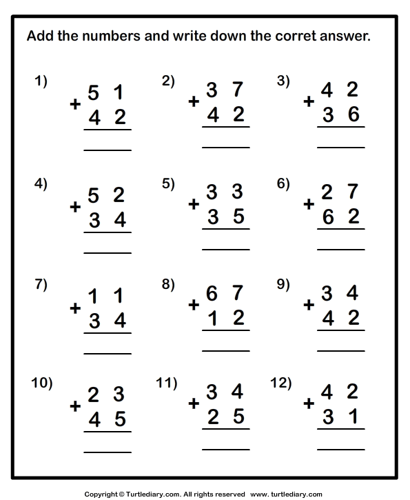 2nd grade addition worksheet printable