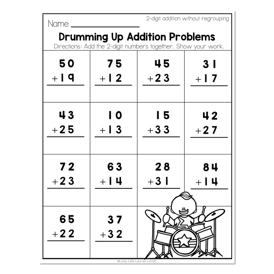 2nd Grade Math Worksheets - 2-Digit Addition Without Regrouping ...