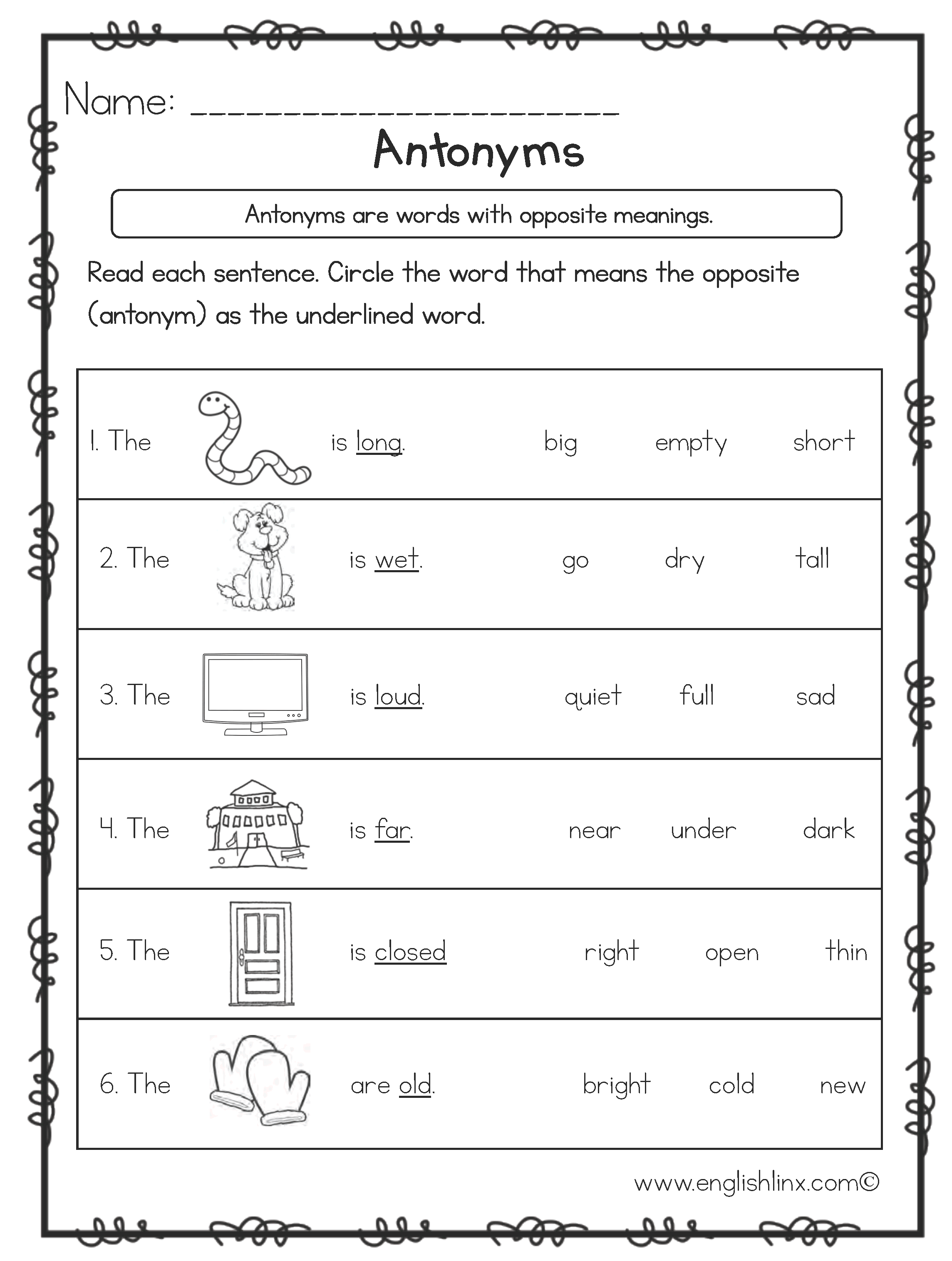 worksheets library | Antonyms Worksheets