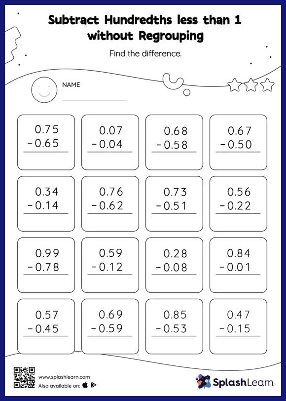 Subtract Decimals Worksheets for Kids Online - SplashLearn
