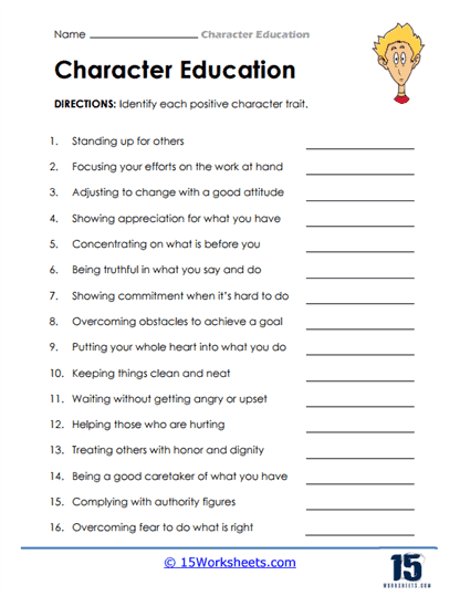 Character Education Worksheets - 15 Worksheets.com - Worksheets Library
