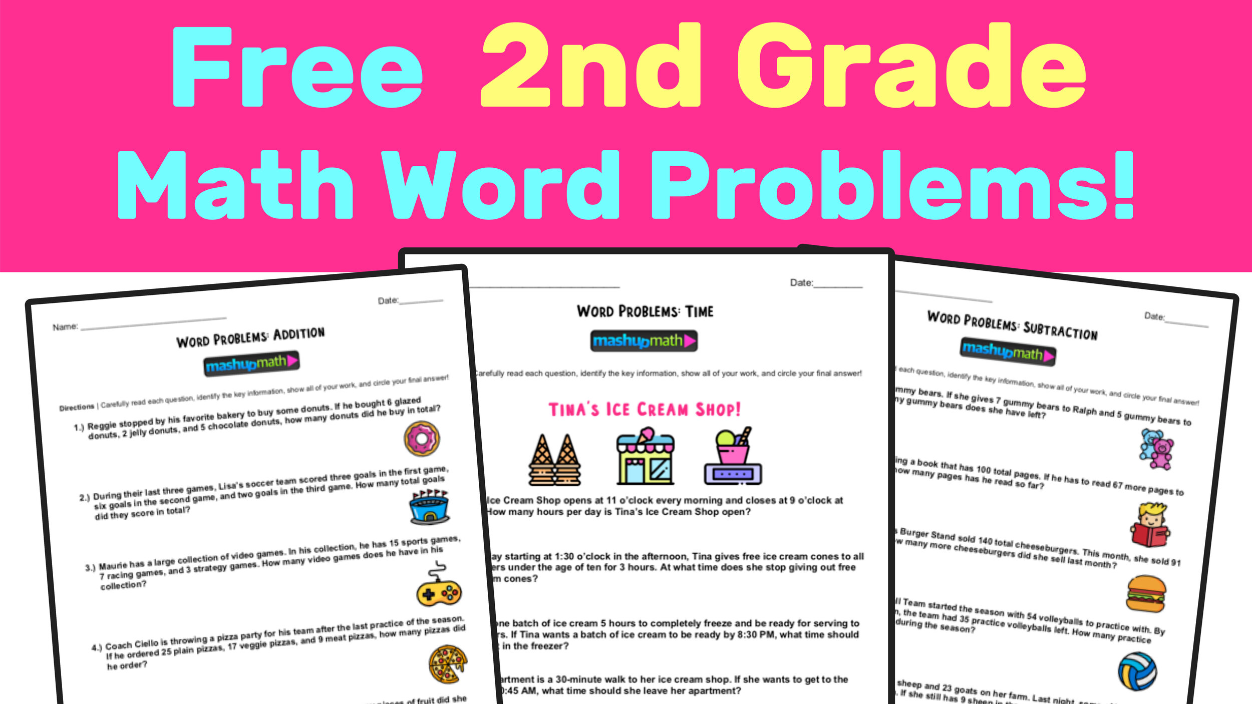 2nd grade common core math word problems worksheet