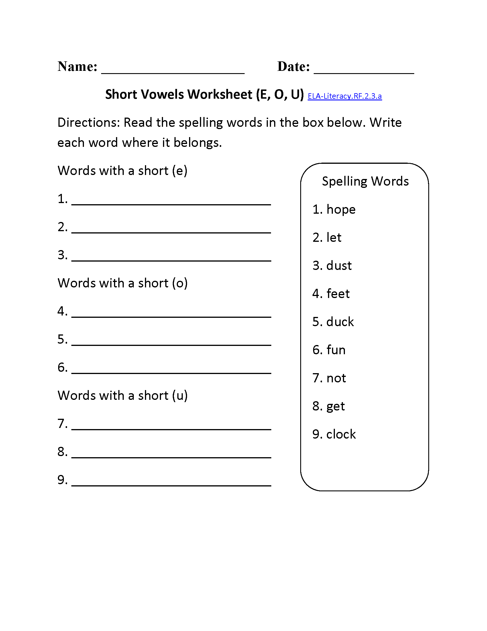 2nd Grade Common Core | Reading Foundational Skills Worksheets
