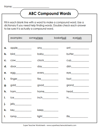 2nd grade compound words worksheet