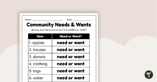 2nd grade economics worksheet
