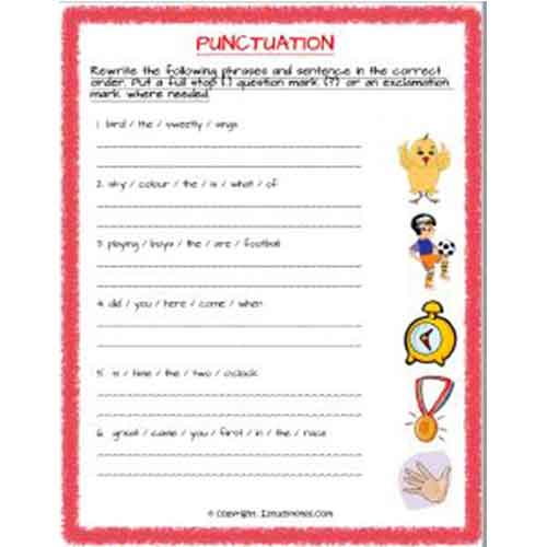 English Punctuation And Sequence Worksheet 1 Grade 2