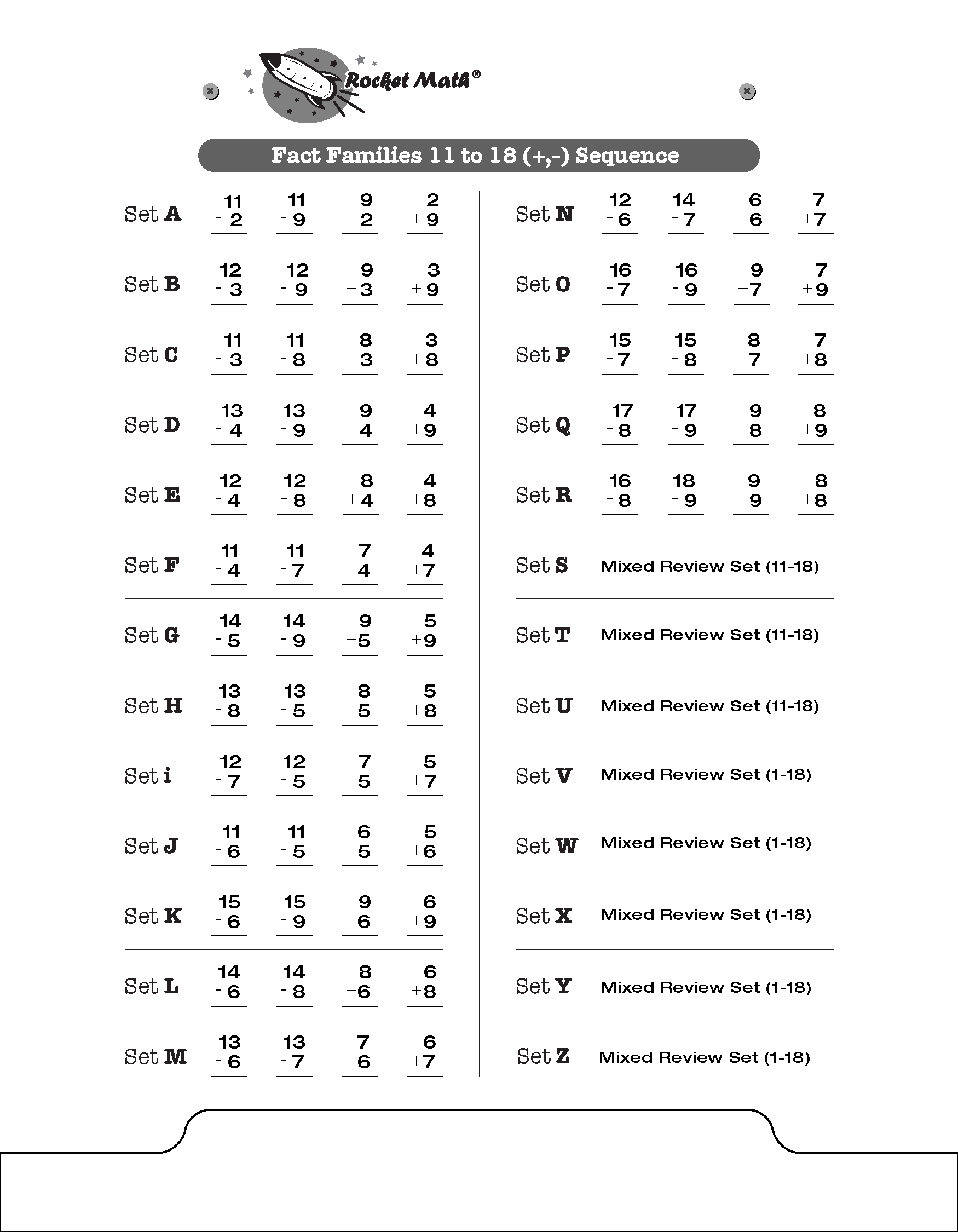 Fact Families (+ &  -) for 1st and 2nd grade