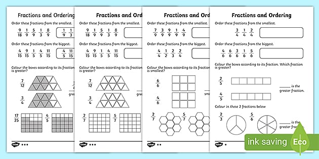 Ordering Fractions Worksheet | Primary Resources - Twinkl