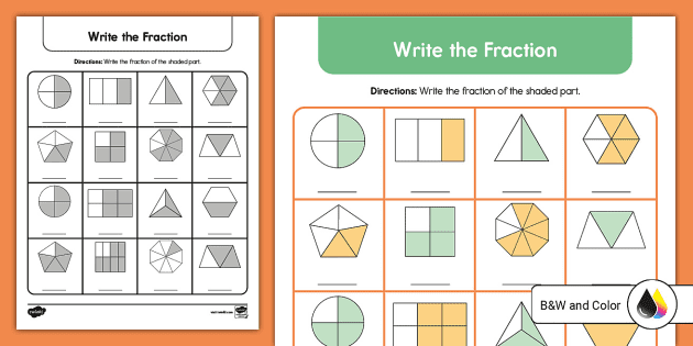 2nd grade fractions worksheet