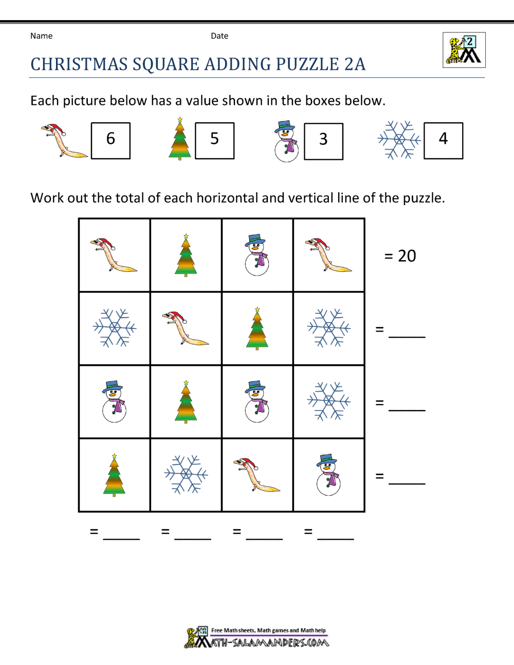 2nd grade fun math worksheet