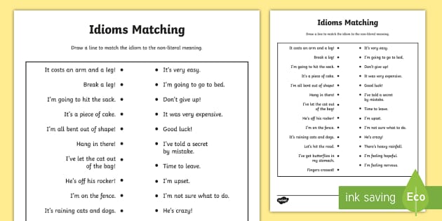 2nd grade idioms