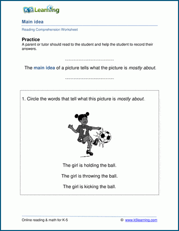 Main Idea Worksheets for Grade 1 | Worsheets library