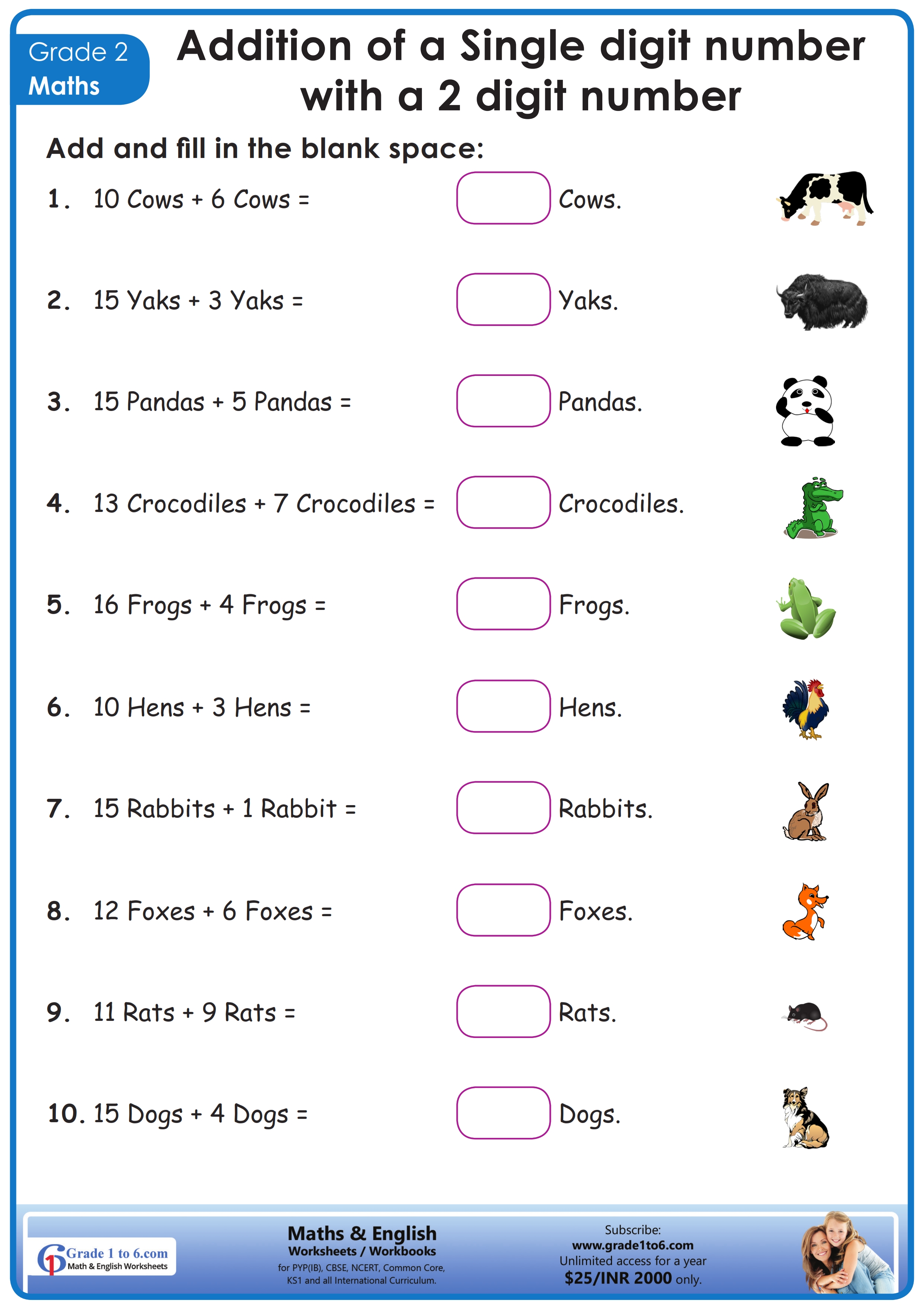 2nd Grade Addition Word Problem | Grade1to6.com