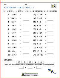 Math Addition Facts to 20