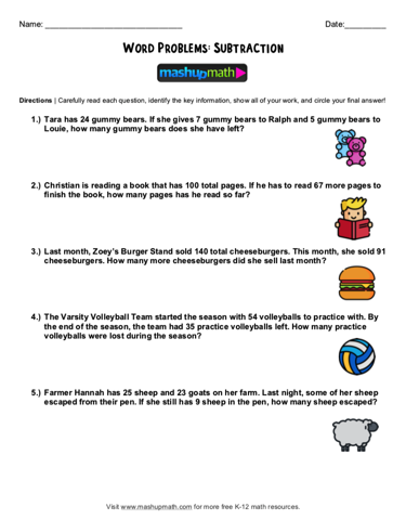 Free 2nd Grade Math Word Problem Worksheets — Mashup Math