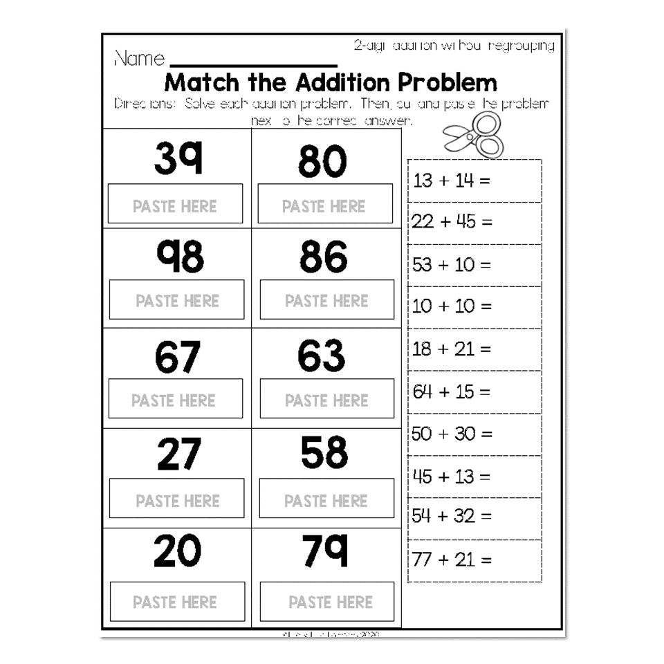 2nd Grade Math Worksheets - 2-Digit Addition Without Regrouping ...