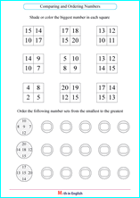 Comparing numbers and ordering numbers printable math worksheets ...