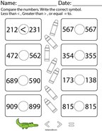 Second Grade Comparing Numbers Math Worksheets - Twisty Noodle