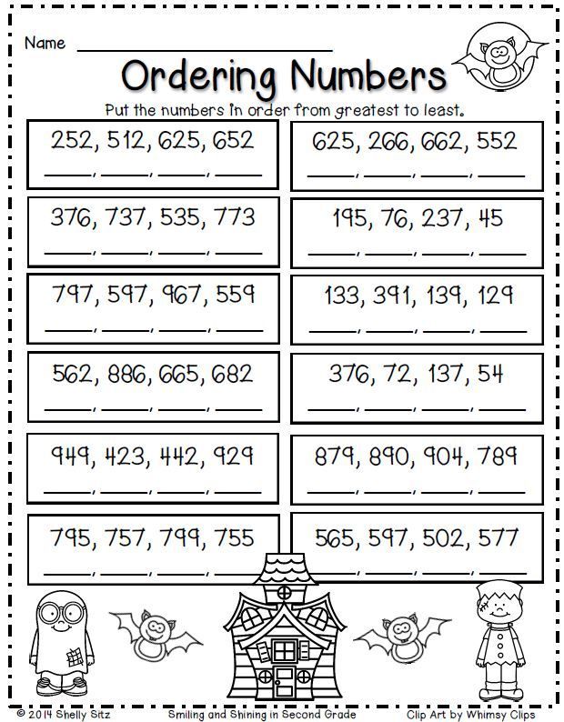 Halloween Math for second grade--ordering numbers--FREE | 2nd ...