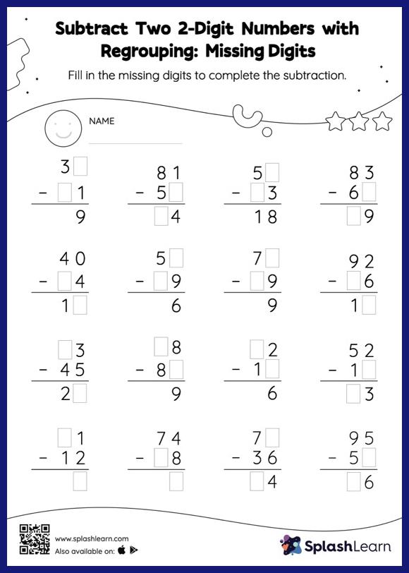 2nd grade math worksheet subtraction with regrouping