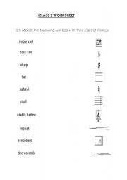 English worksheets: Grade 2 Music worksheet