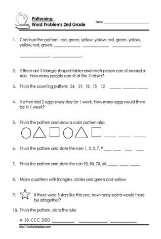 2nd Grade Algebra and Patterning Worksheets - Worksheets Library